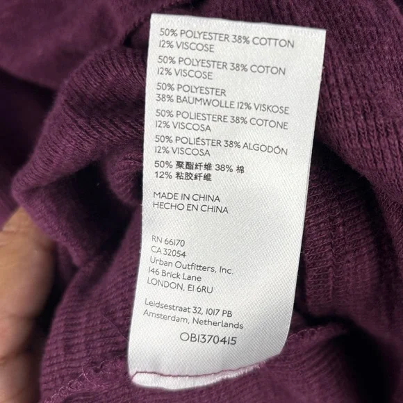 Pilcro Burgundy Plum Ruffled Bottom Sweater Long Sleeve Knit Blouse, XLarge - Picture 6 of 11